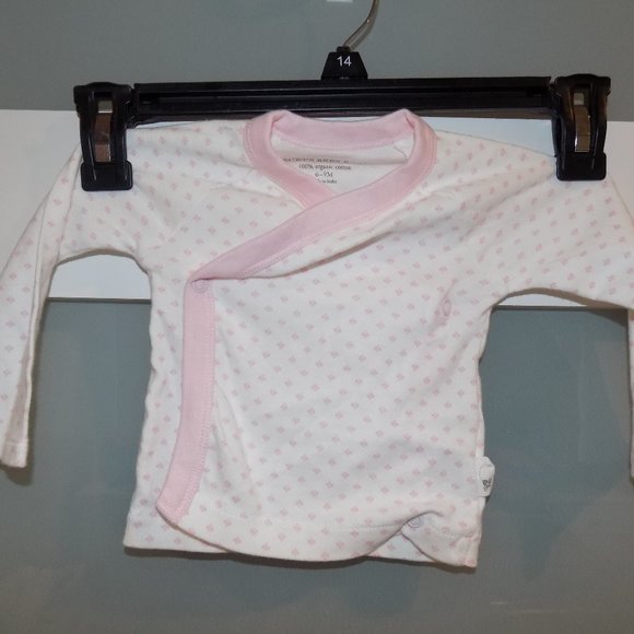 Burt’s Bees Baby Front Snap T-shirt Size 6-9 Months Organic Cotton Girl's EUC - Picture 1 of 3